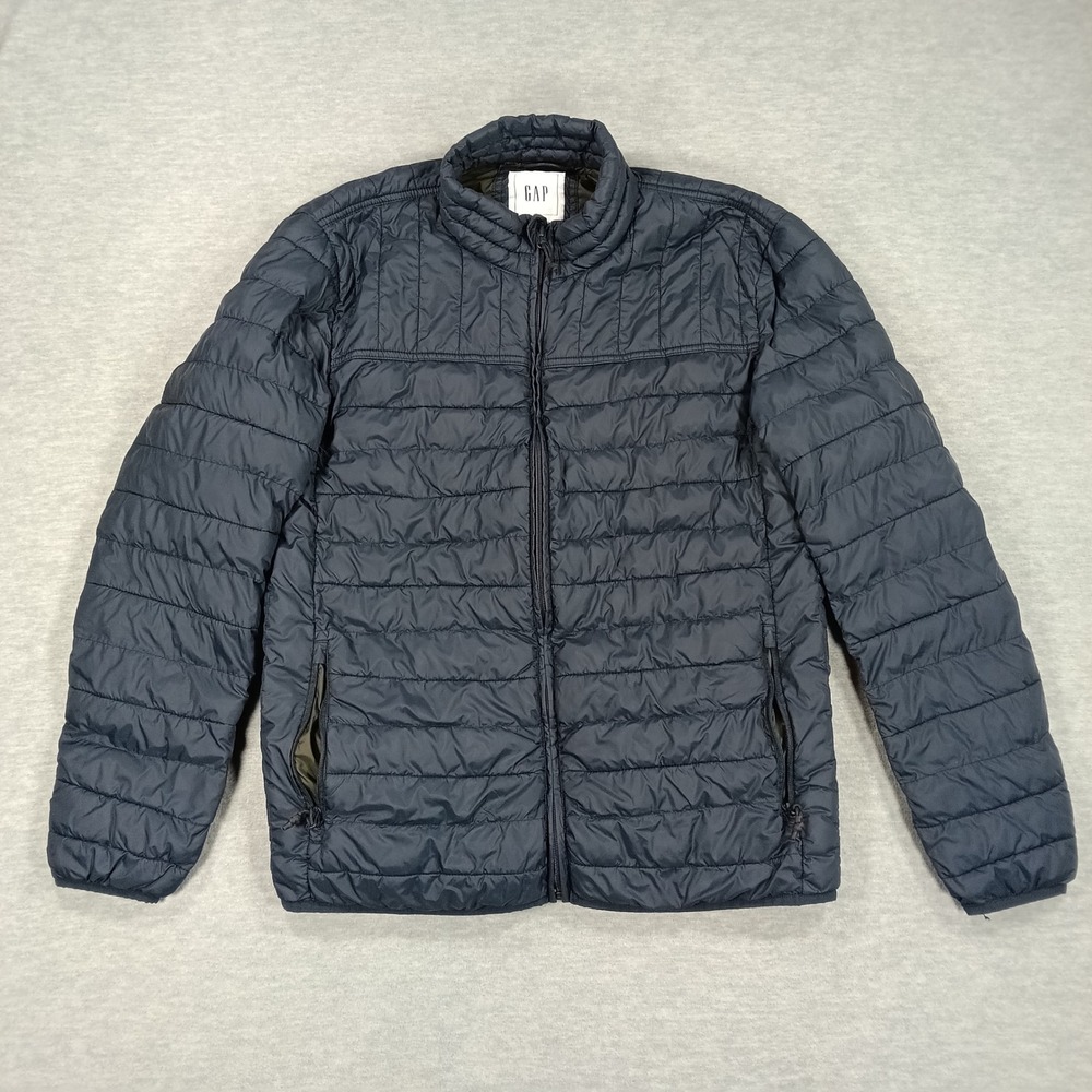 Gap ColdControl Puffer Jacket Navy Blue Quilted Water Repellent Mens Large